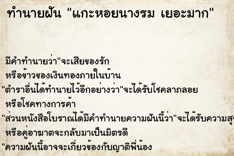 ทำนายฝัน แกะหอยนางรม เยอะมาก